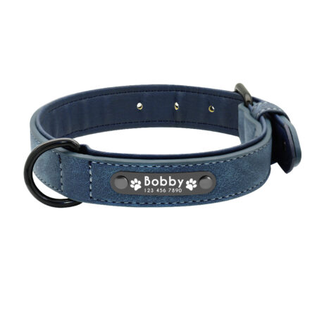 custom dog collar with name ID blue